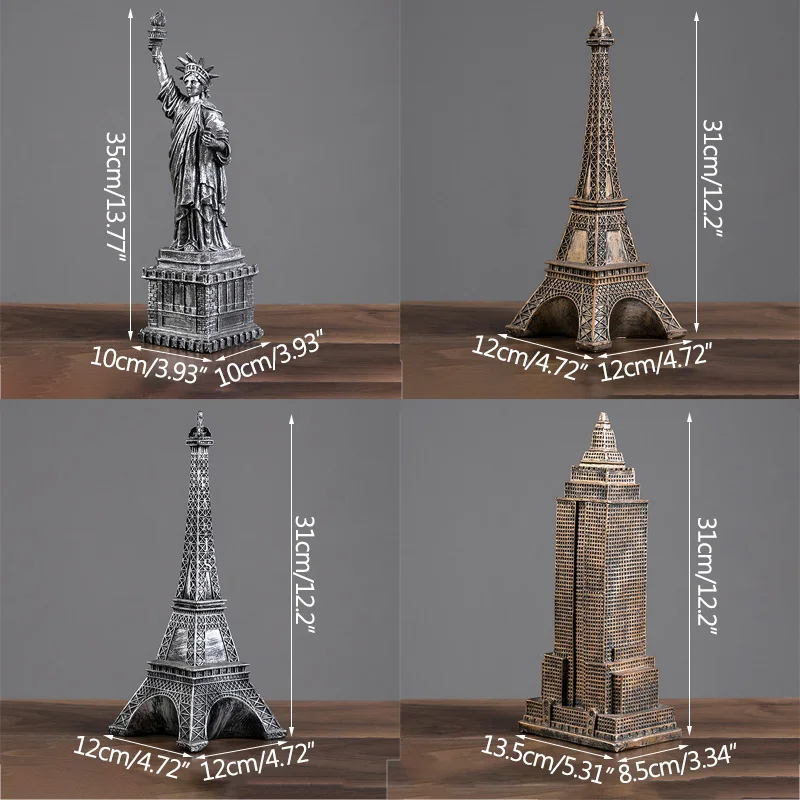 Европейская Статуя Свободы Миниатюрная модель Парижская башня Империя State Building Art Скульптура для украшения дома подарки на день рождения
