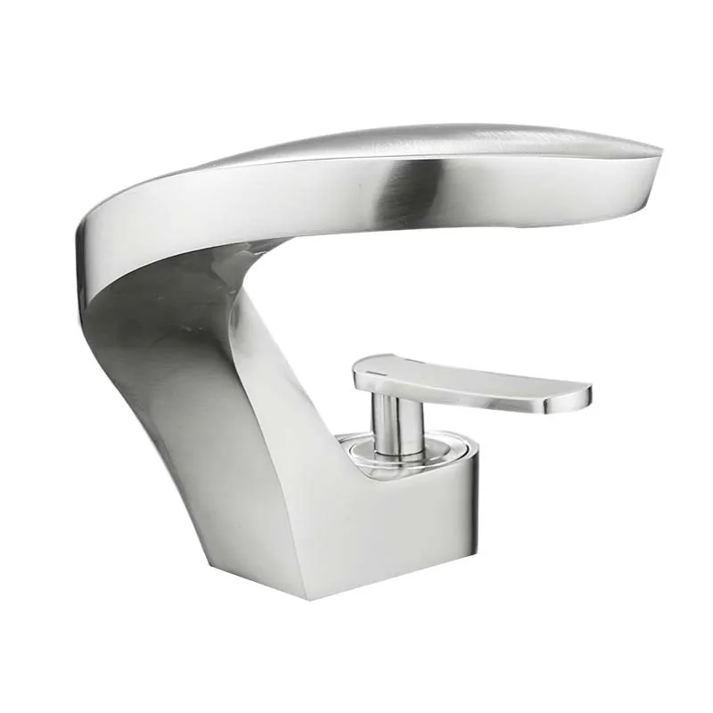 

Basin Faucet Cold and Hot Waterfall Contemporary Chrome Brass Bathroom Basin Sink Mixer Deck Mounted Waterfall Tap