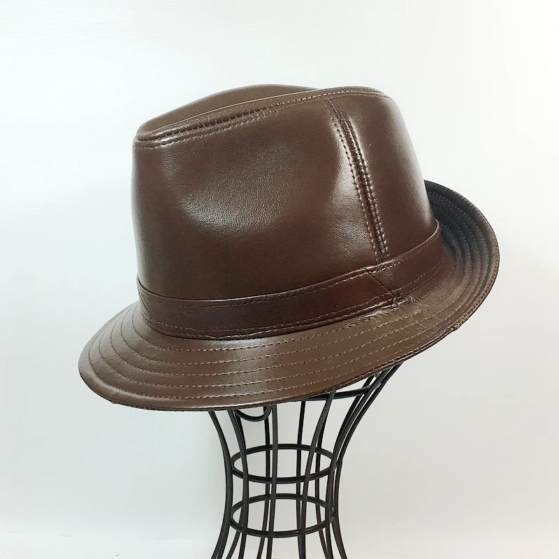 British Fedora Caps For Men Women Street Catwalk Models Genuine Leather