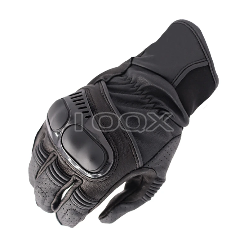 Hyperion guantes cortos cuero para motocicleta, guantes de carreras de cuero genuino, color negro neón, novedad|Guantes| - AliExpress