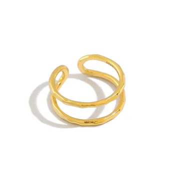 

Simple Double Lines Concavo-Convex Opening Ring for Women Wild