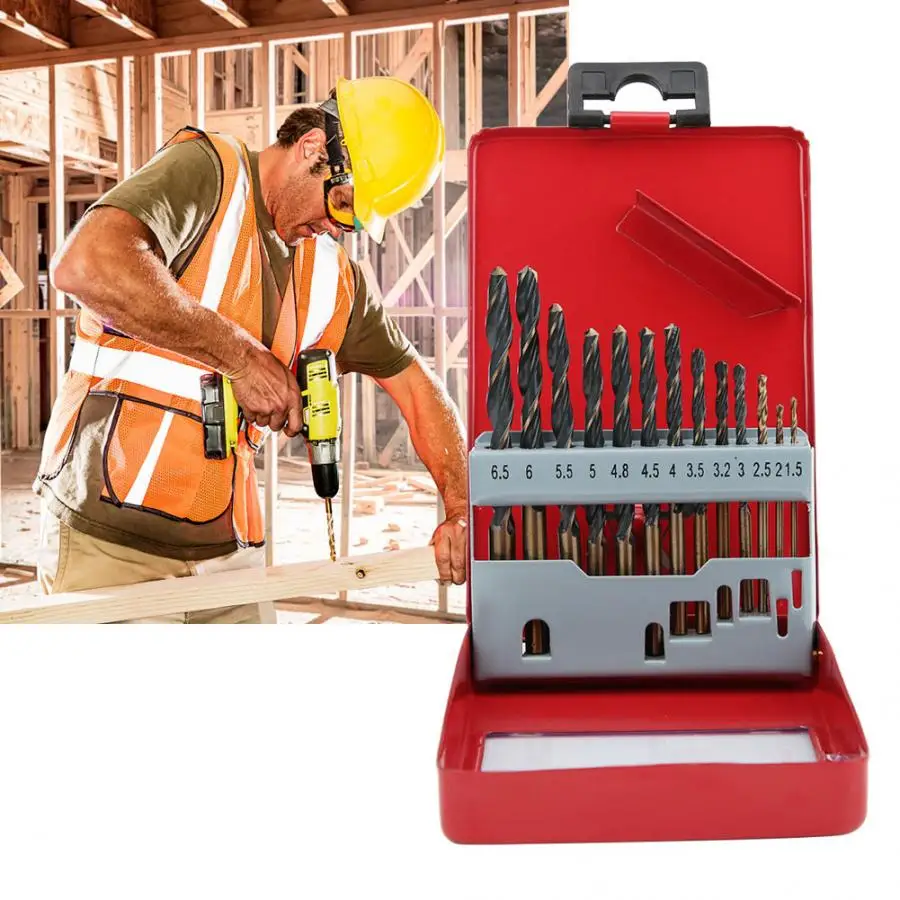 13 шт. набор сверл с прямым хвостовиком из быстрорежущей стали 1 5 6 мм для