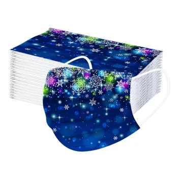 

50pc Adult Fashion Snowflake Mask Industrials 3ply Ear Loop Protective Mouth Masks Disposable Breathable Face Mask Mascarillas