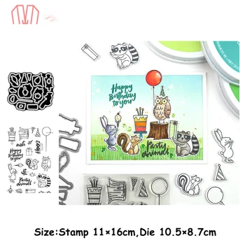 

Mai Animals Happy Birthday Cake Metal Cutting Dies and Stamps Stencil for DIY Scrapbooking photo album Embossing Paper Cards