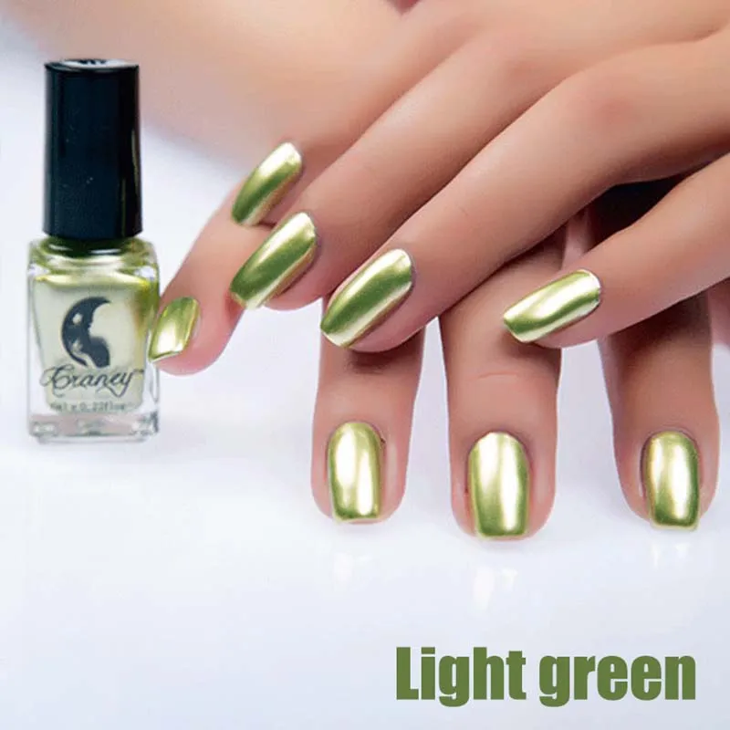 light green 6 мл зеркальный эффект лак для ногтей металлик прозрачный фиолетовый розовый Золотой Серебряный хромированный лак для ногтей маникюрный лак - Цвет: light green