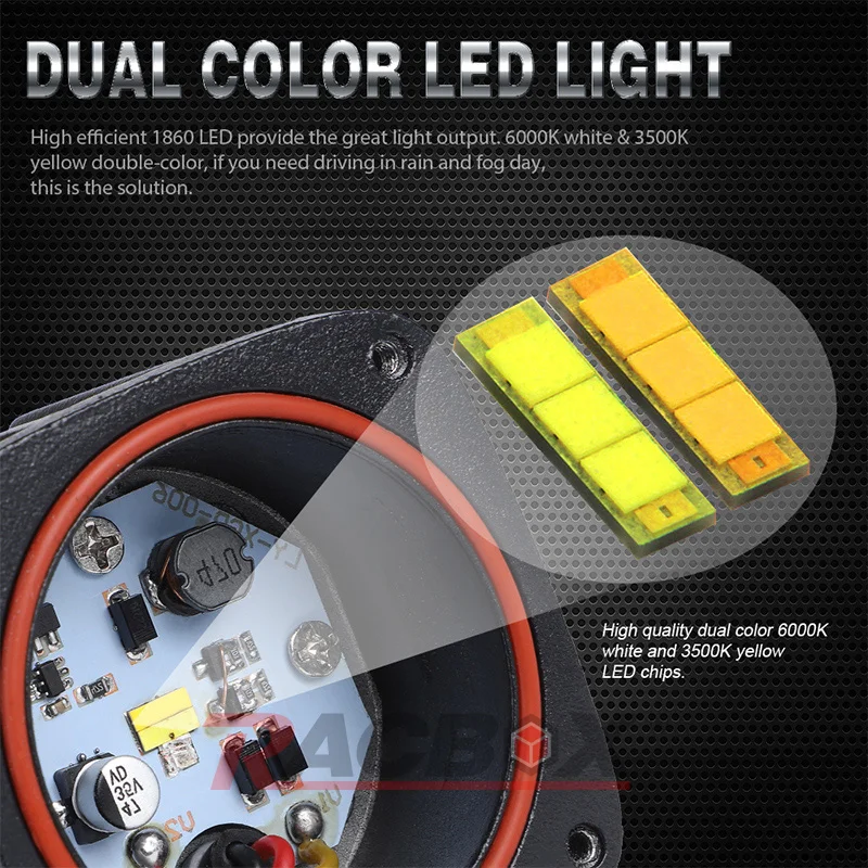 Work Light 2 Inch 8D Lens Led 6000K White 3500K Yellow Driving Light Fog Lights Spotlight For Car Truck Off Road Motorcycle 12V 24V