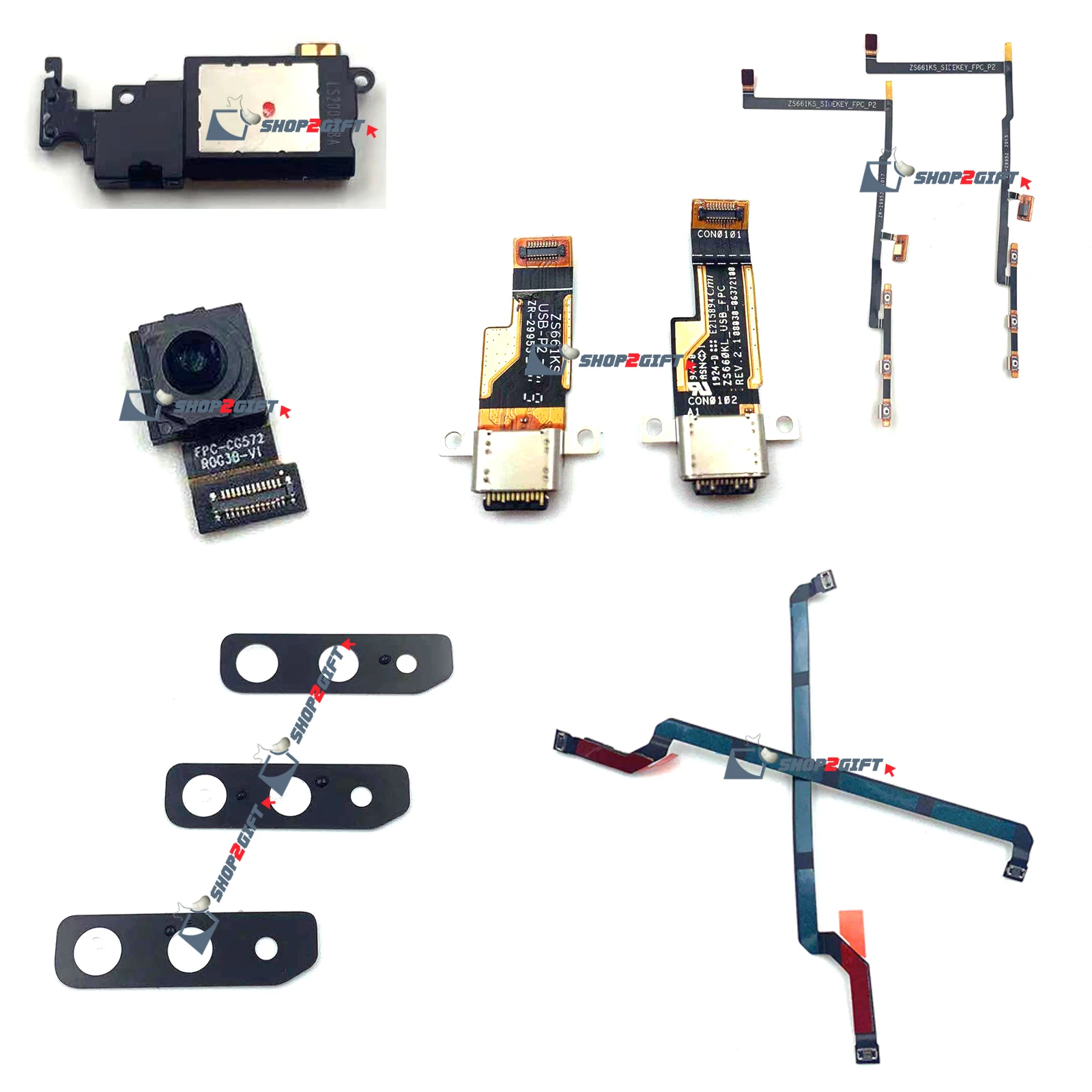 

For Asus ZS661KL Loudspeaker/ Lens/ USB Charging Port modul/ Power On/Off Cable Flex/ Mainboard Connect Fingerprint Flex Cable