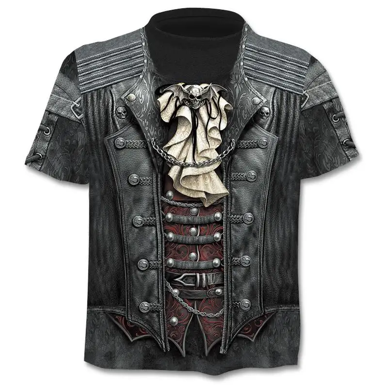 Hbc202ea4c7154989b3713bc5d1a9c047H - Fake Jacket Skull Print T-Shirt