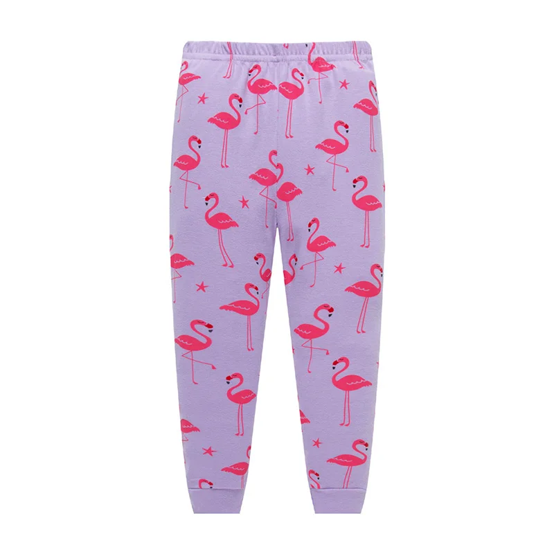 Новые детские пижамы; детская хлопковая одежда для сна с круглым вырезом и длинными рукавами; хлопковые Пижамные комплекты с рисунком фламинго для девочек; От 2 до 7 лет