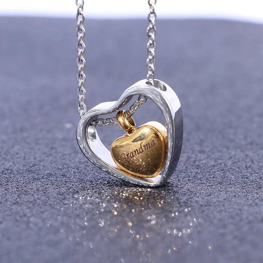 Похоронное ожерелье из титановой стали для кремации Keepsake Urn золотое сердце
