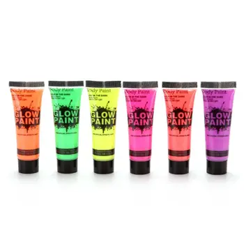 

6 Tubes UV Glow Blacklight Makeup Face and Body Paint Washable Neon Fluorescent Body Paint