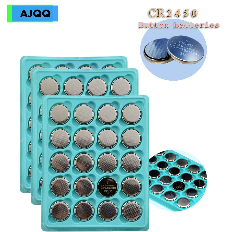 Bateria de Lítio para Montre Baterias pa Cr2450 Bouton Kcr2450 5029lc Lm2450 2450 100 Pcs