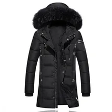 Зимняя длинная куртка для мужчин-20 градусов, теплая белая куртка-пуховик на утином пуху, парка, пальто с меховым капюшоном, ветровка, мужская повседневная куртка, Doudoune Homme