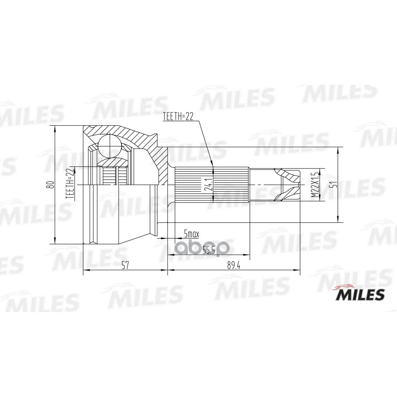 Шрус Fiat Doblo 1.2-1.9d 01- Нар. Miles Ga20091 Miles арт. GA20091