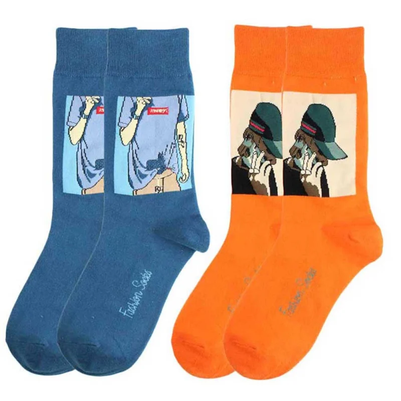 Socks Autumn Winter Cartoon Realistic Portrait Socks Fashion Skateboard Cotton Socks Men And Women Couple Hip Hop Streetwear