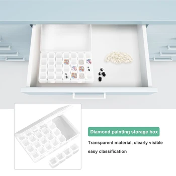 

6Pcs 28 Grid Diamond Painting Storage Box Transparent Jewelry Box Square Diamond Round Point Diamond Box 16.5x10.5x3cm