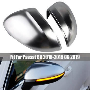 

Matte Silver Car Rearview Mirror Covers Side Wing Mirror Caps for V-W Passat B8 2016-2019