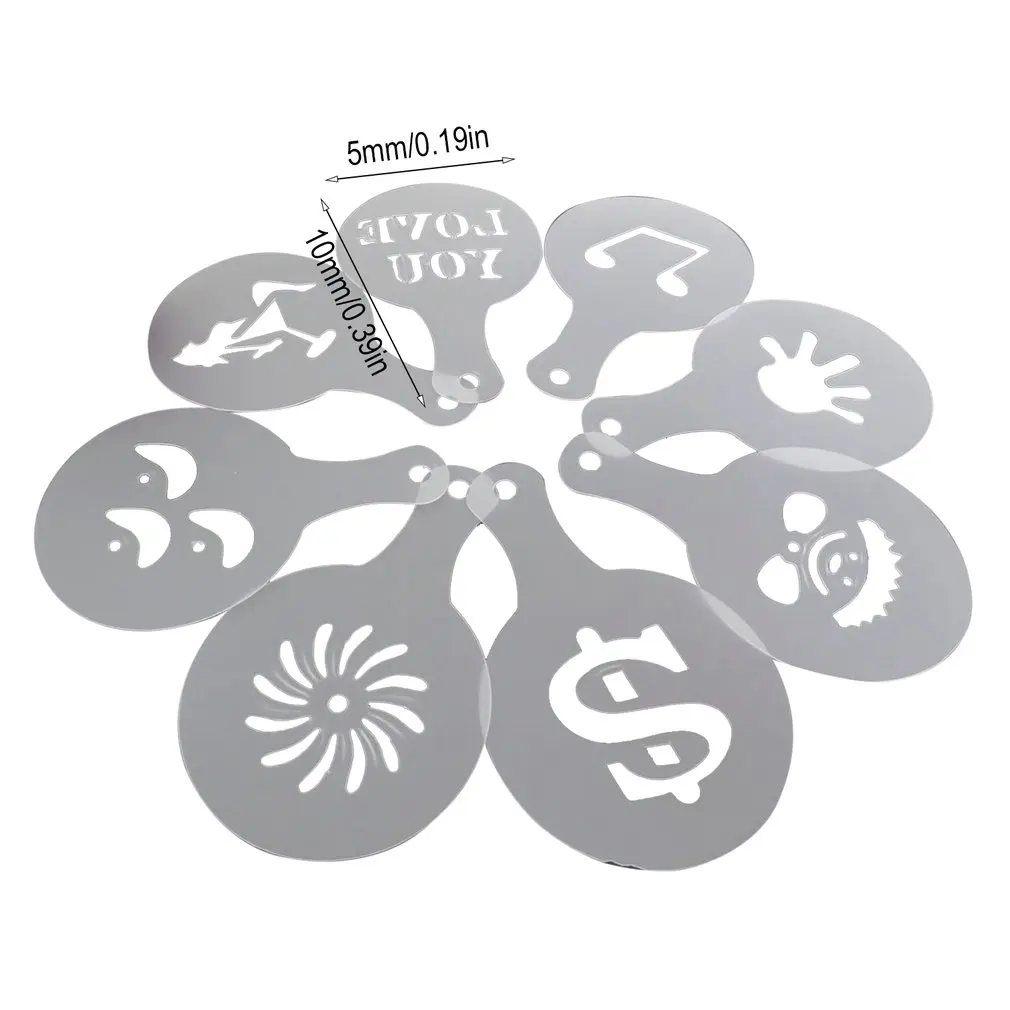 

8 Pcs/set Fancy Coffee Cappuccino Latte Print Model Plastic Lace Mold Baking Coffee Milk Bubble Spray Decoration Template Sale
