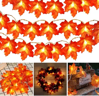 

Halloween Lights Maple Leaves String Lights 40 LED Battery Operated Maple Leaves Fairy Lights for Holiday Autumn Home -y1