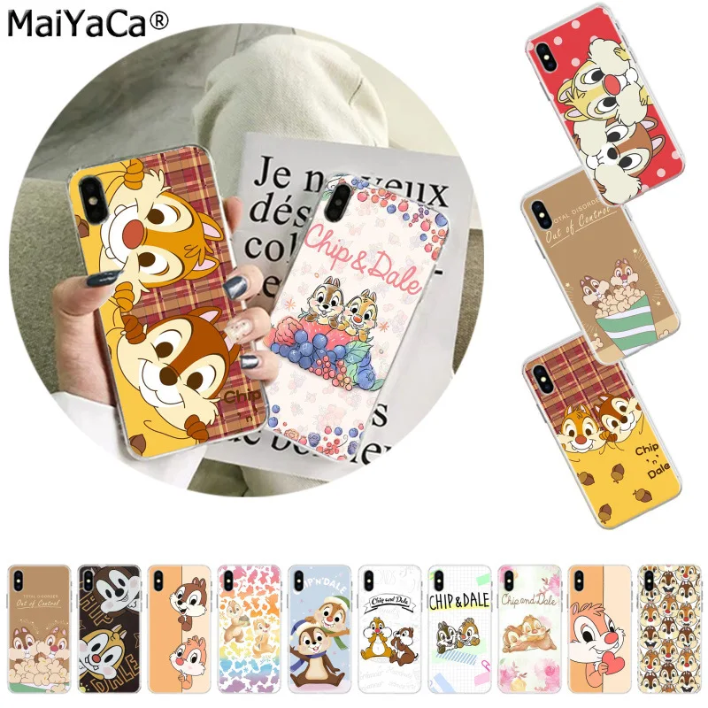 

MaiYaCa Cute cartoon squirrel Chip 'n' Dale Black Shell Phone Cover for iphone 11 pro 8 7 66S Plus X XS MAX 55S SE XR Cover