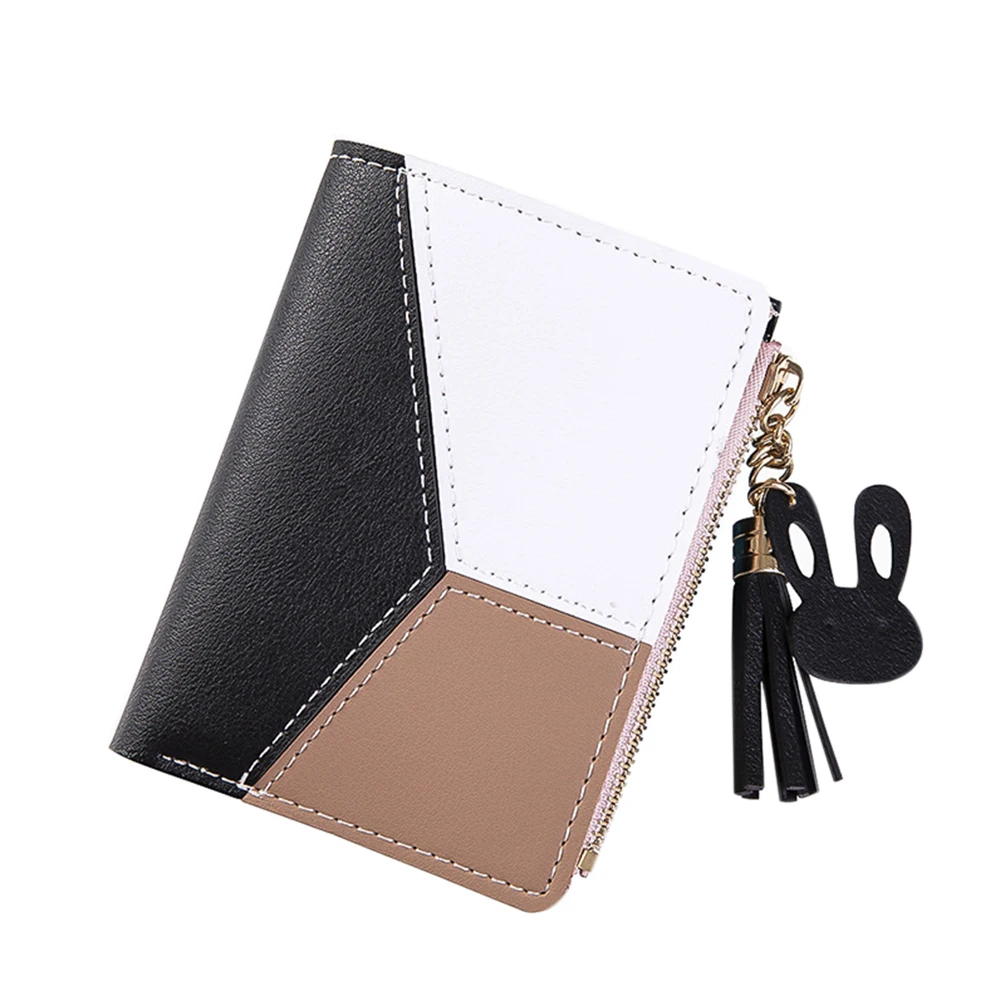 

Ladies Lightweight Practical Multi Pocket Elegant Women Wallet With Tassel Drop Smart Portable Contrast Color Short Fashion