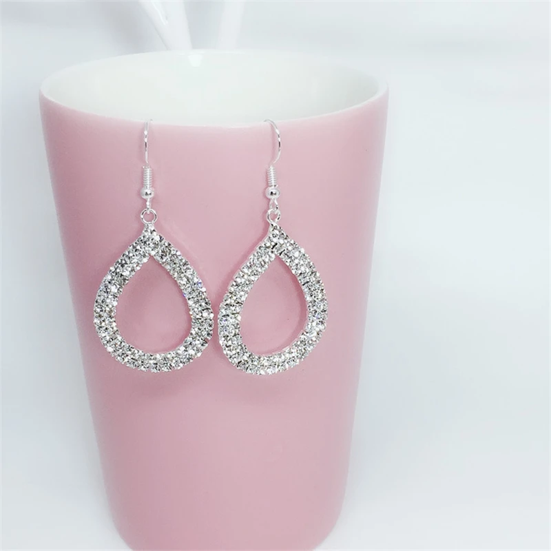 2pcs-Silver 2 шт в форме капли воды, висячие серьги для пирсинга из нержавеющей стали, кольца для ушей из горного хрусталя, кольцо для ушей, круглые серьги для пирсинга, ювелирные изделия - Окраска металла: 2pcs-Silver