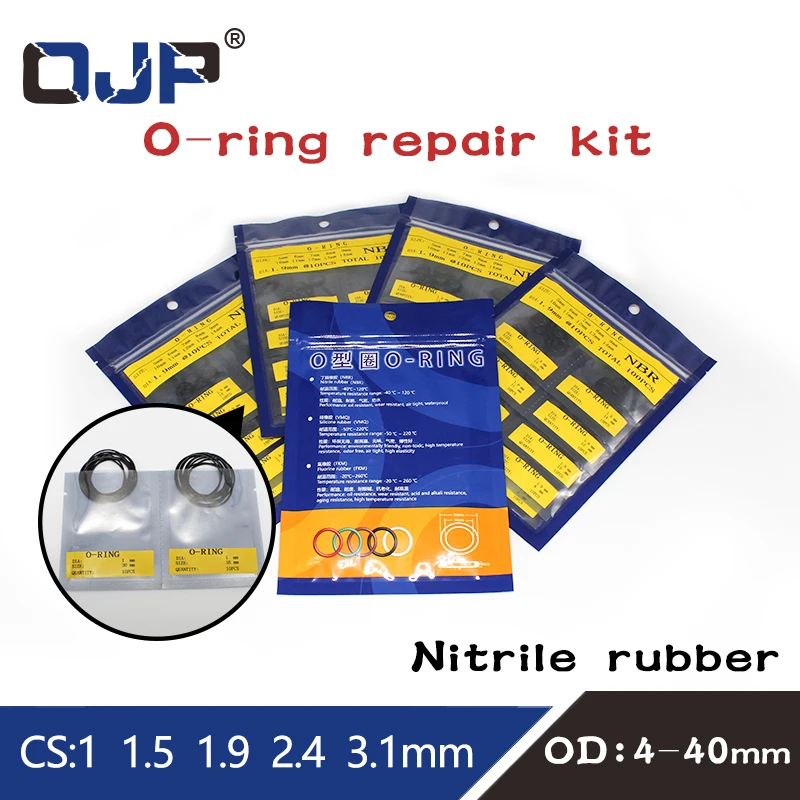 니트릴 고무 O링 씰링 수리 키트, NBR 내유성 내마모성 및 방수 씰링, CS1, 1.5, 1.9, 2.4, 3.1mm