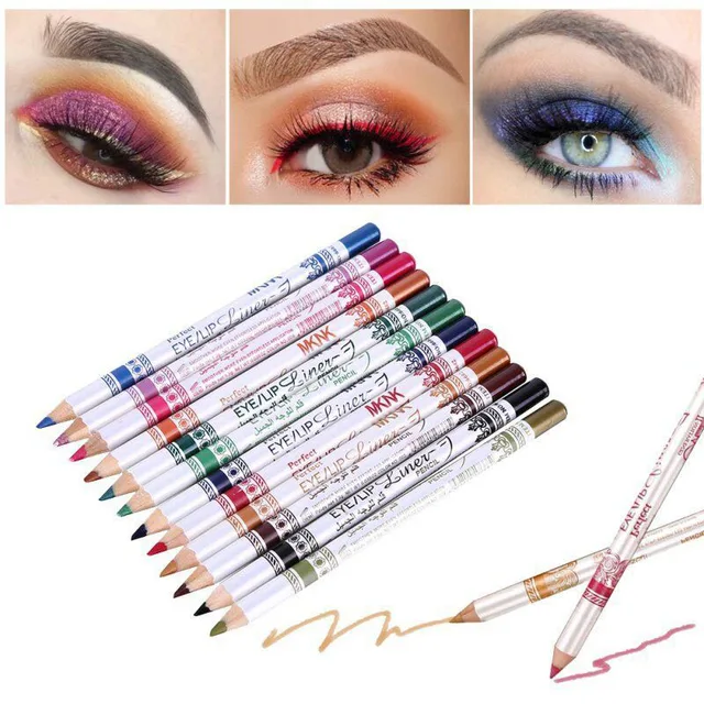 New 12 Pcs Set Mixed Colors Make Up Eyeliner Pencil Waterproof Eye Liner Beauty Pen Cosmetics