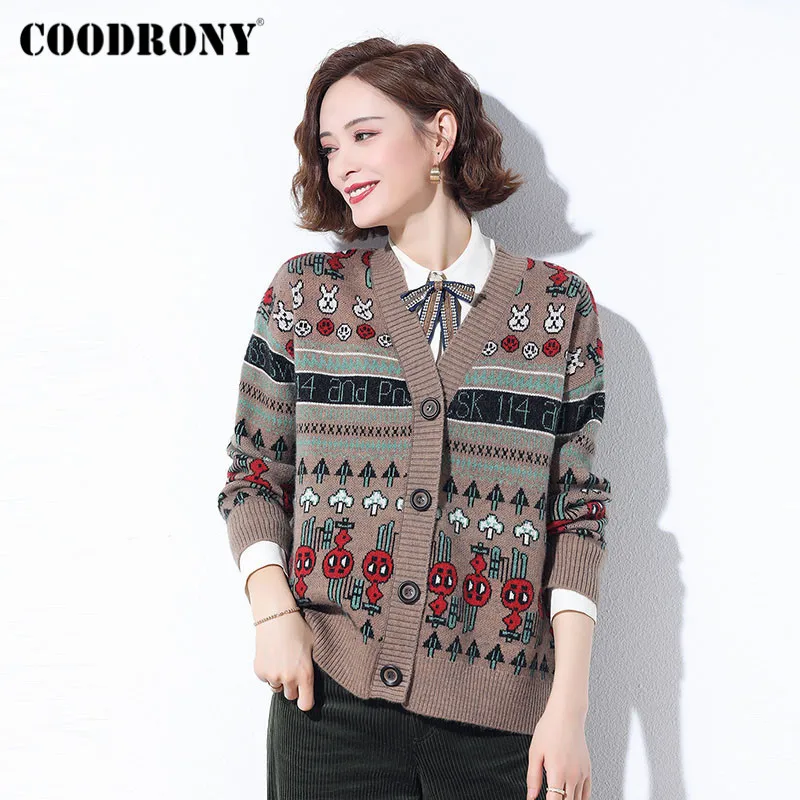 COODRONY Brand New Cute Cartoon Casual Warm Cardigans Female 2020 Autumn Winter Streetwear Soft Slim Sweaters For Women W1084