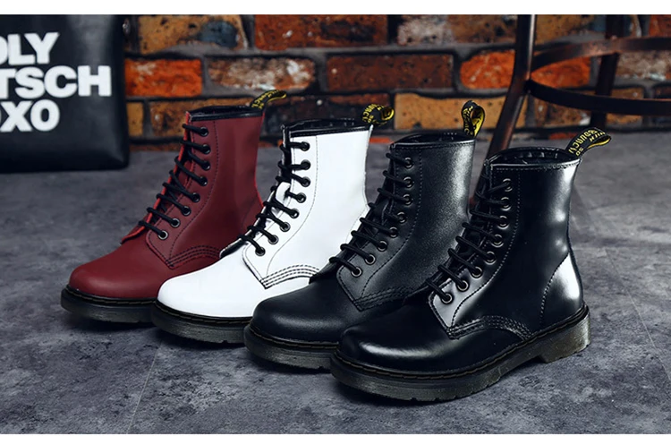 Популярные женские ботинки женская обувь из натуральной кожи; Ботинки martin женская зимняя обувь мотоциклетные ботинки в стиле панк; женские ботинки