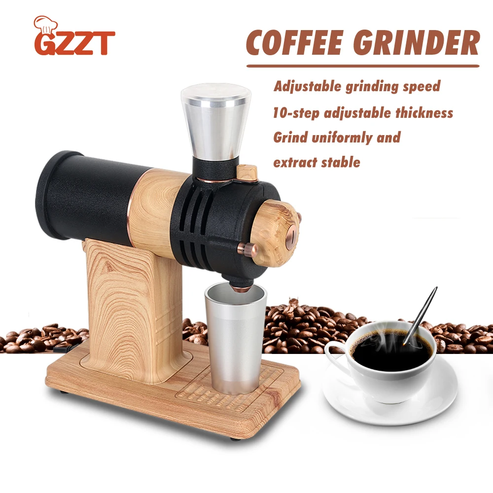 GZZT Coffee Grinder Electric Coffee Beans Grinding Machine for Pour Over Coffee Drip Coffee Adjustable Speed Teeth Shape Blade
