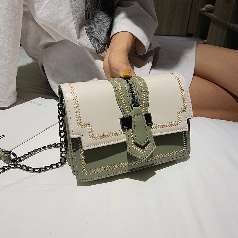 

Sewing line small crowd women's bag 2019 new fashion Korean version Baitao summer style small fresh oblique small square bag