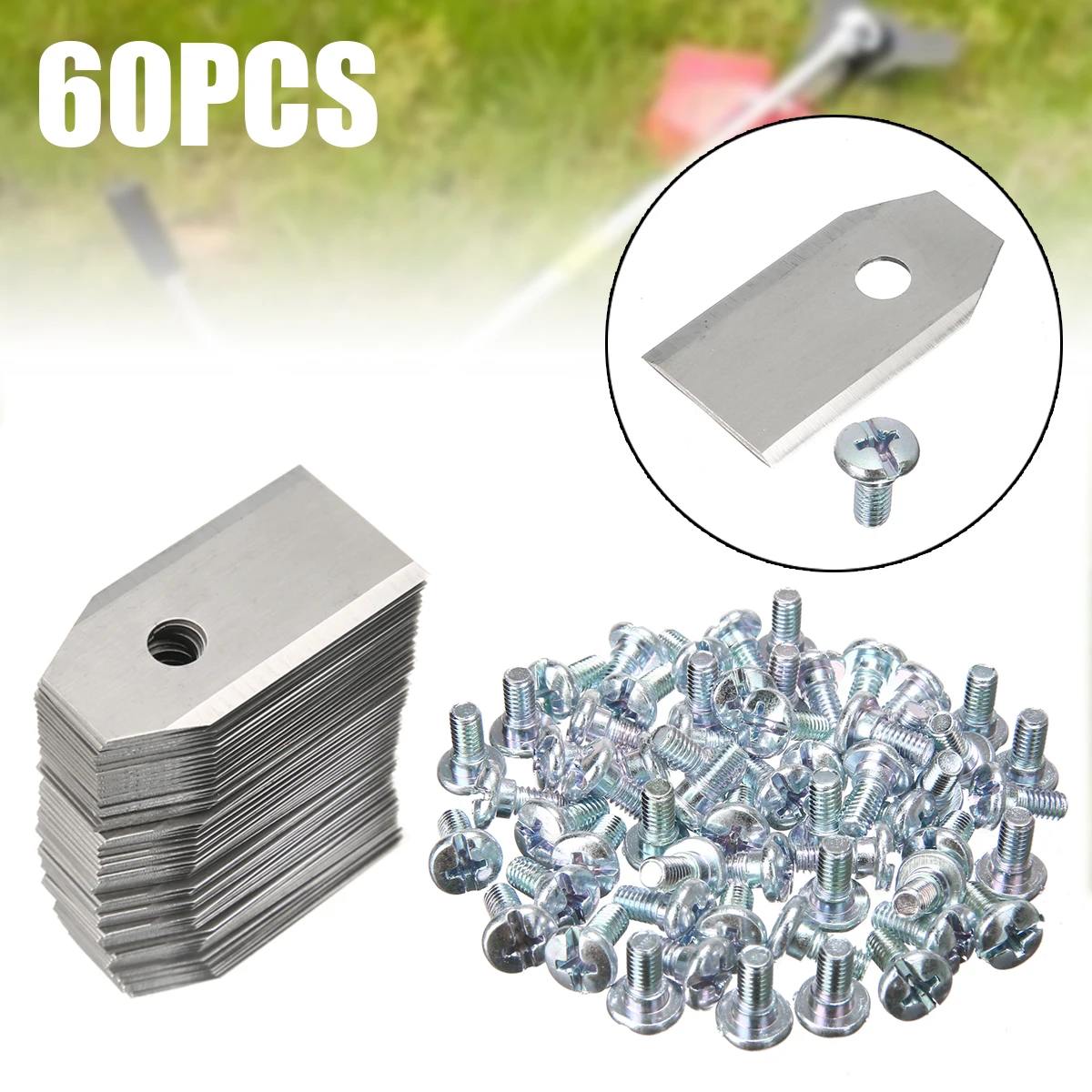 £11.89 60pcs Titanium Coated Lawnmower Blade Replacement Blade With Screws For