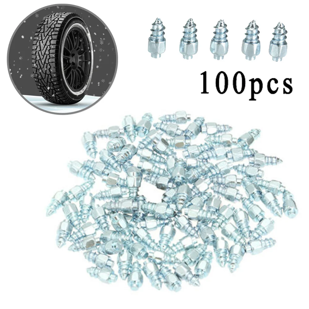 

100pcs Silver Tire Spikes Stud Screw Racing Track Ice For Snowmobile ATV Cars