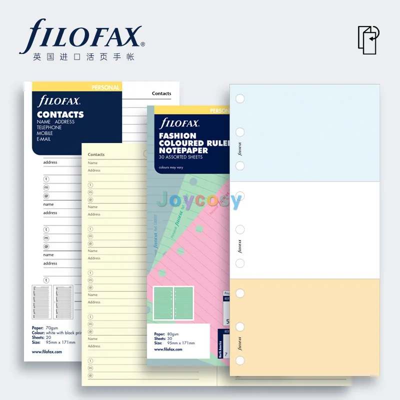 Filofax Refill for Personal & Personal Compact A6 Size, Ruled and Plain Refill, Week on Two Pages, Name/Address/Telephone Refill