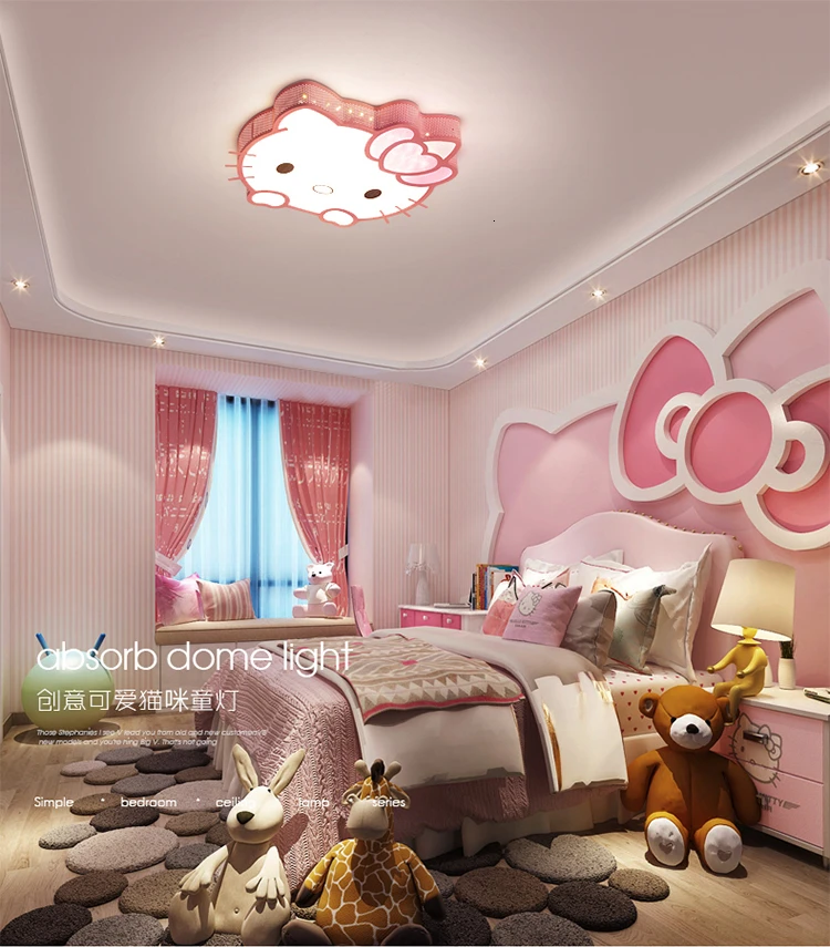 Кошка Hellokitty Мультфильм поглощает верхний светильник девушка принцесса комната hello kitty спальня лампы и фонари потолочный светильник verlichting