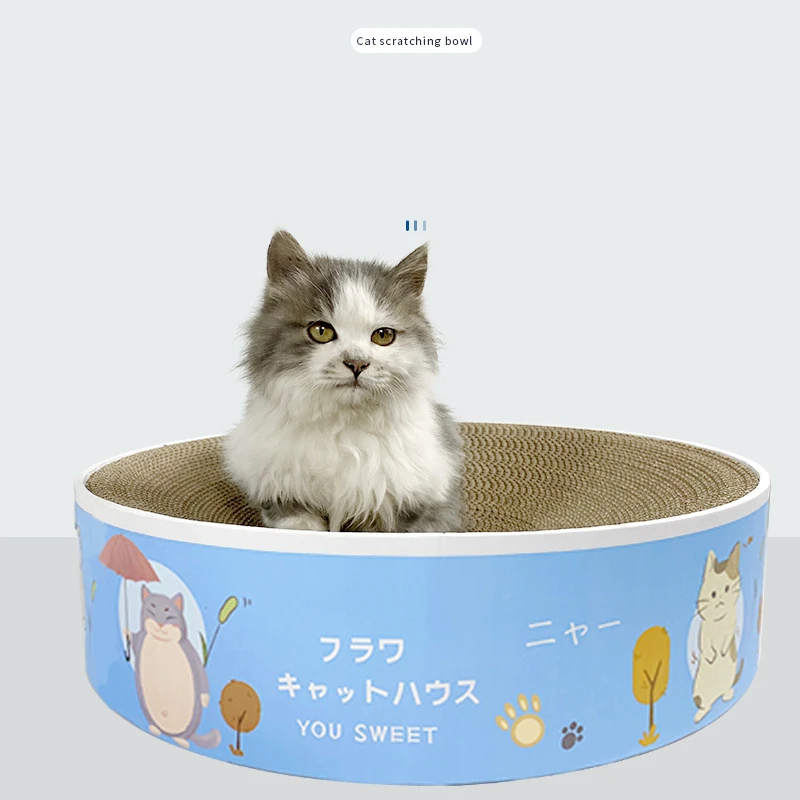 

Cat Scratch Board Toy Round Catnip Cardboard Pad Premium Textures Durable Scratching Reversible Wide Corrugate Scratcher Pattern