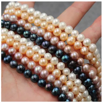 

Natural freshwater pearl loose beads Handmade fashion near round pearl strips For DIY bracelet necklace jewelry accessories