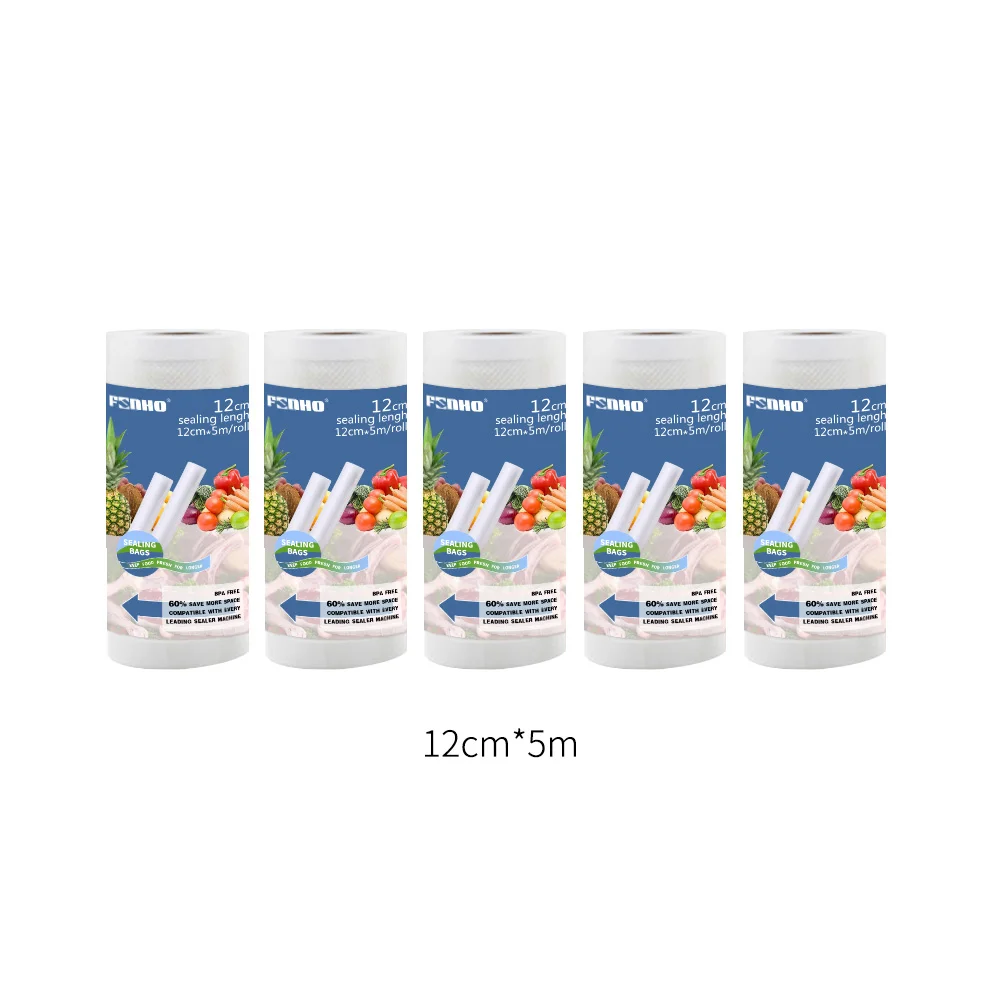 12cmx5m 5 rolls FUNHO вакуумные упаковочные пакеты для пищевых 5 рулонов вакуумный упаковщик пакеты для вакуумного упаковщика 12/15/20/25/28/30 см* 5 м saver вакуумный запечатывания пакетов - Цвет: 12cmx5m 5 rolls