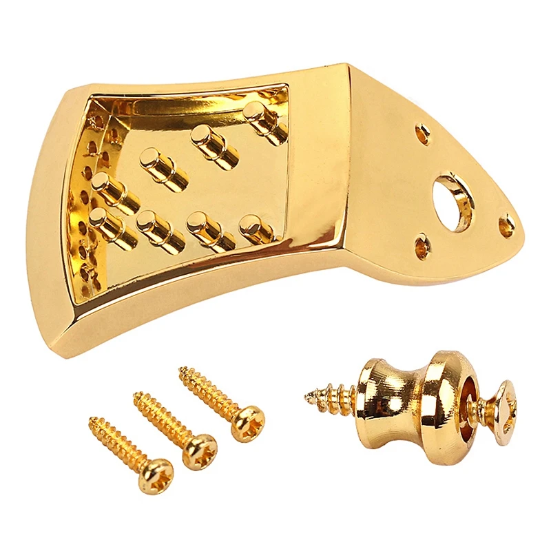 

Golden Metal Triple-cornered Mandolin Tailpiece Parts for 8 String Arched Top Mandolin with Screws
