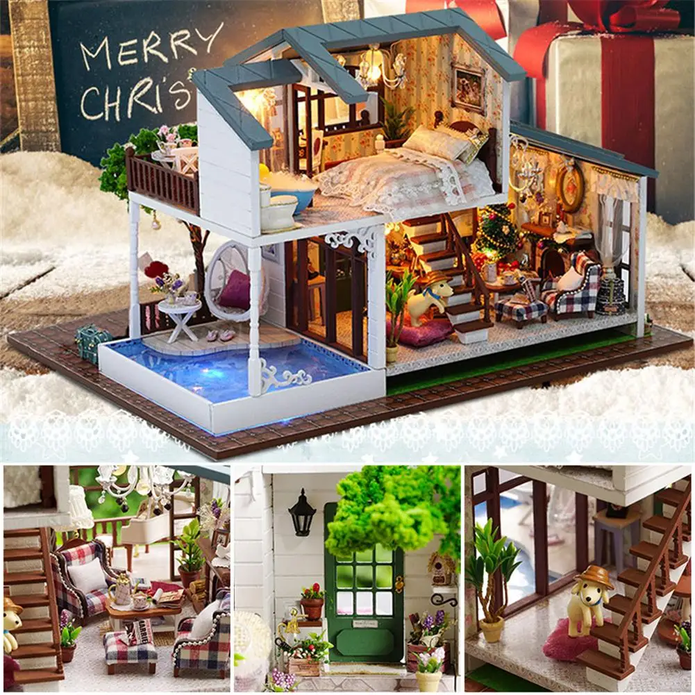 DIY Кукольный дом деревянный миниатюрный набор мебели мини-дом инновационный подарок на день рождения-Лондон для детей девочек Подарки на день рождения