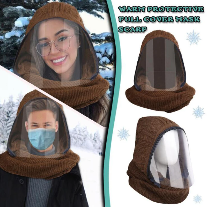 

Zipper transparent face mask winter warmth and scarf mask