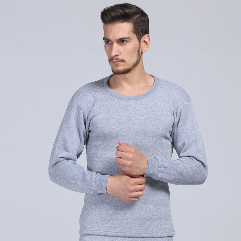 Fanceey, зимнее термобелье, термобелье для мужчин, плотный флис, кальсоны для мужчин, термобелье, спортивное компрессионное белье для мужчин - Цвет: light grey shirt