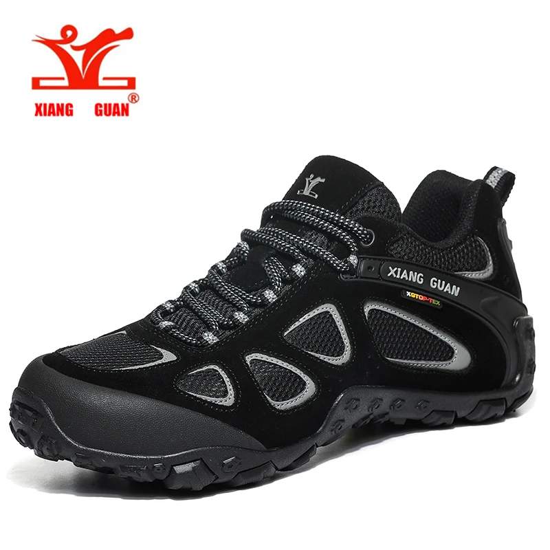 Low black 87875 XIANG GUAN/высокие походные ботинки; мужские и женские дышащие сетчатые Нескользящие кроссовки; треккинговые походные альпинистские тактические ботинки - Цвет: Low black 87875