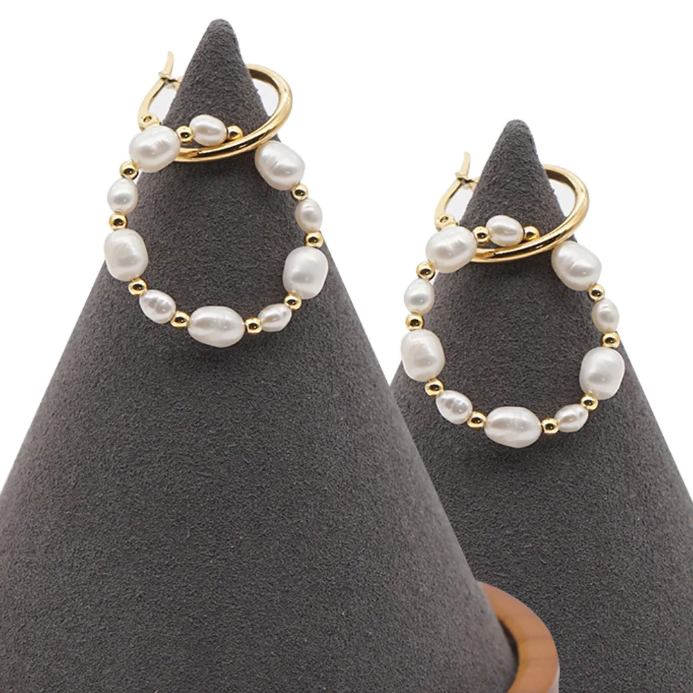

INS Western Style Cool Exaggeration Versatile Circle Earrings Non-mainstream Origional Natural Freshwater Special Shape Pearl Ea