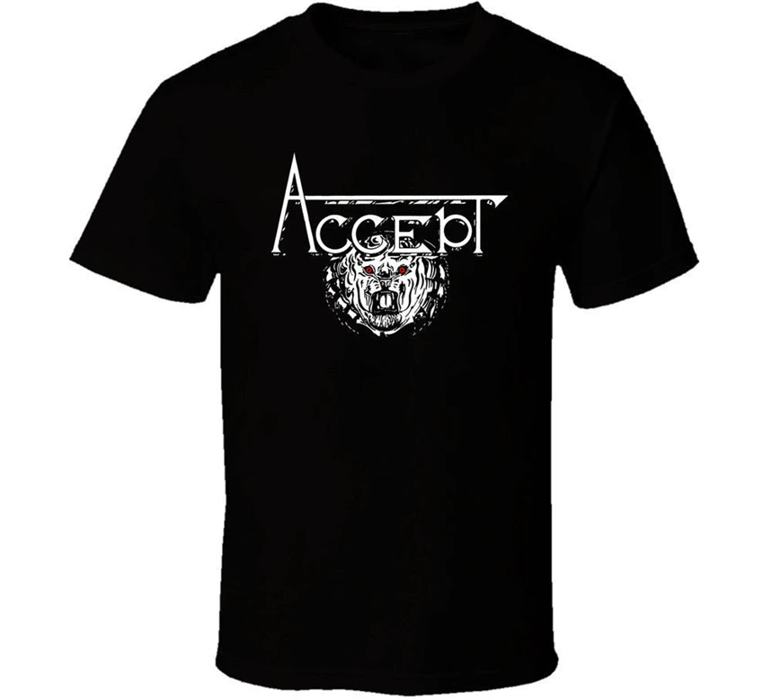 Accept Rock Band T Shirt Logo Shirt Black White Tshirt Men';S Free Shipping Stylish Custom Tee