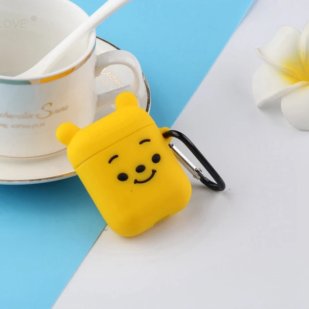 1322L7 3D чехол для наушников для AirPods 2, силиконовый чехол с милым мультяшным медведем для Apple Air pods, чехол для наушников с котом, поросенком, кольцом на палец - Цвет: 1322L7