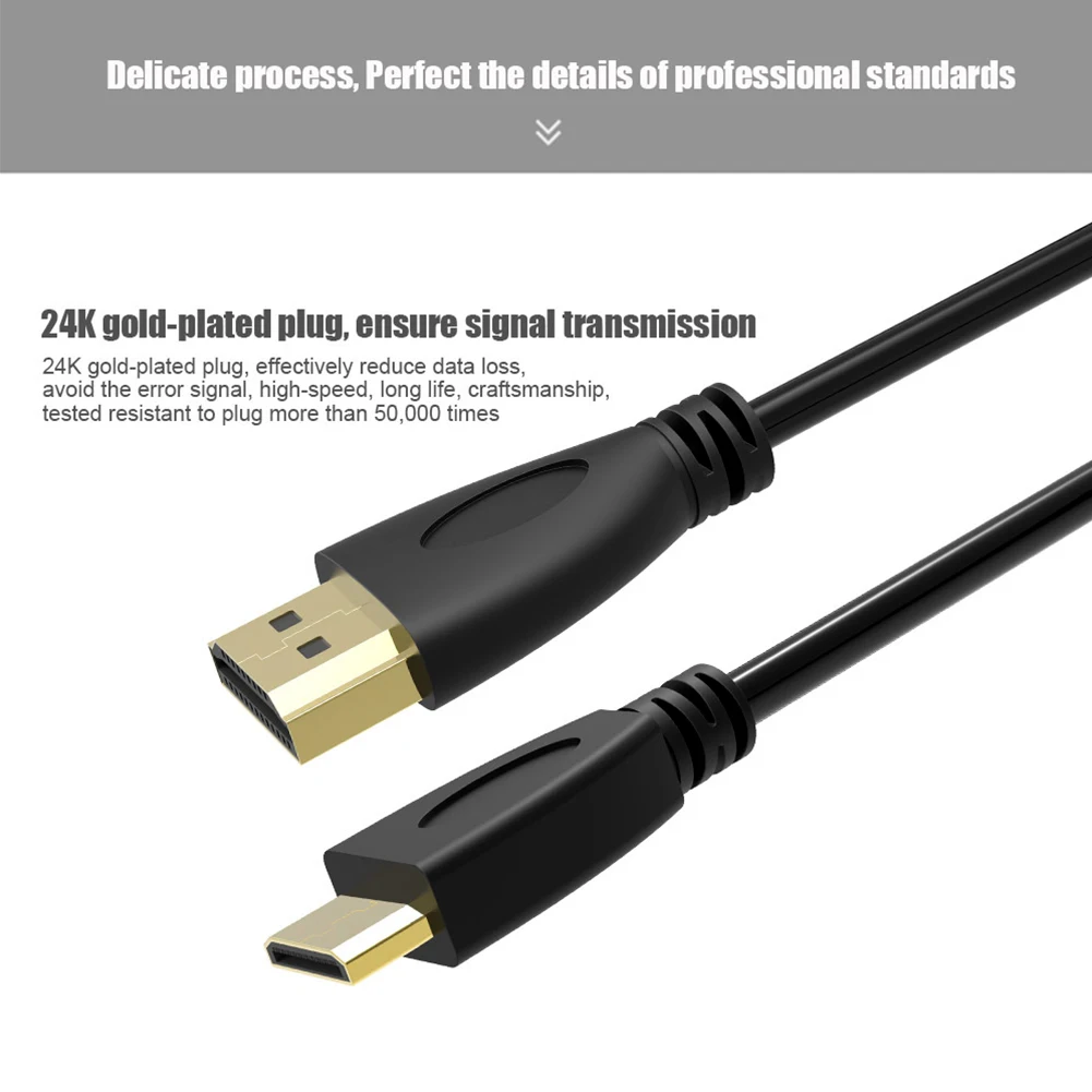 Прочный позолоченный гибкий Высокоскоростной разъем и воспроизведение HDMI в мини hdmi-кабель, адаптер HDTV планшет Весна черный аксессуары