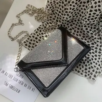 

Diamond Sequins Flip Square package 2020 Summer New Quality PU Leather Women's Designer Handbag Chain Shoulder Messenger bags