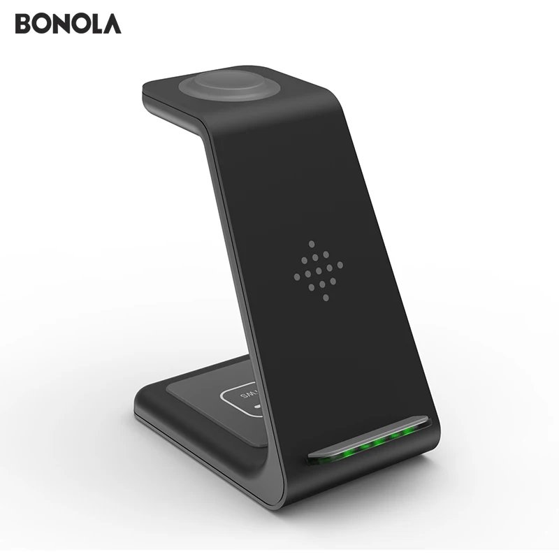 Bonola 3 в 1 Беспроводное зарядное устройство для iPhone 11/Xs AirPods Apple Watch 23 Беспроводная зарядная подставка для iWatch iPhone 11Pro/Xr/Xs Max